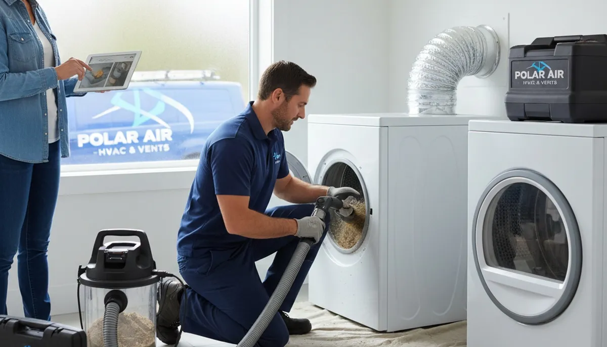 Technician providing professional dryer vent cleaning service in Cincinnati, OH home